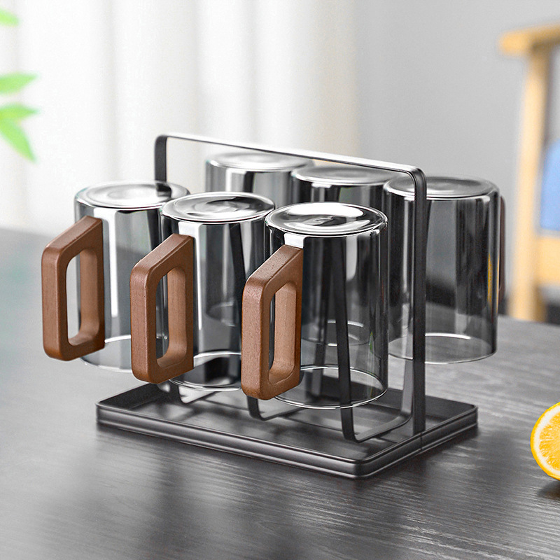 Cross-border wooden glass cup tea cup high temperature resistant living room cup water suit household hospitality kettle water cup suit