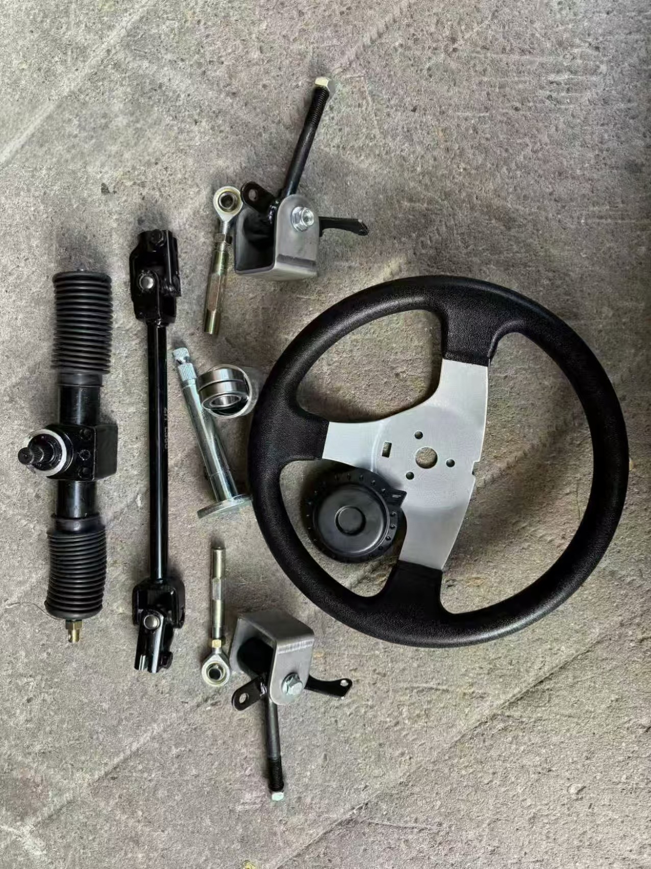 Four-wheel electric motorcycle kart accessories: aluminum steering gear, steering linkage, ball joint, and steering knuckle for beach vehicles