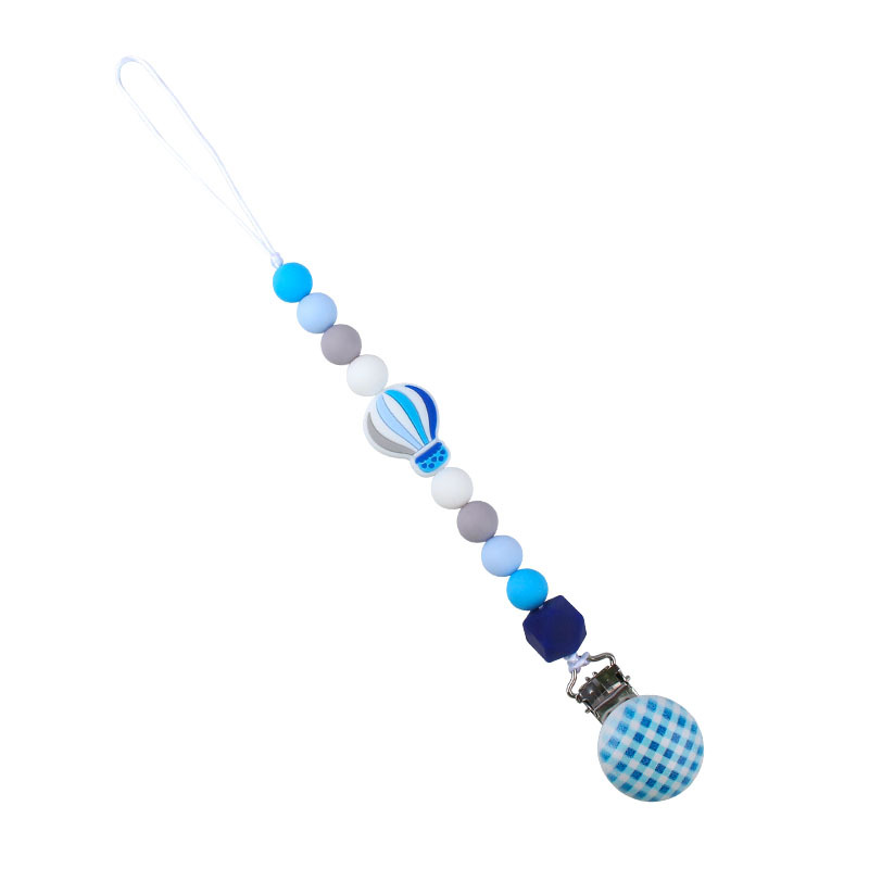 Nuevo bebé dibujos animados globo de aire caliente pulsera de silicona teether palo pezón cadena anti-gota cadena juguete teether
