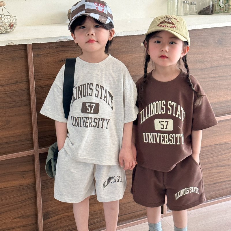 Children's Summer Sports Suit Korean Style Boys' Loose-Fitting 2025 New Summer Outfit Girls' Casual Short-Sleeve Baby Clothes Children's Summer Sports Suit Korean Style Boys' Loose-Fitting 2025 New Summer Outfit Girls' Casual Short-Sleeve Baby Clothes
