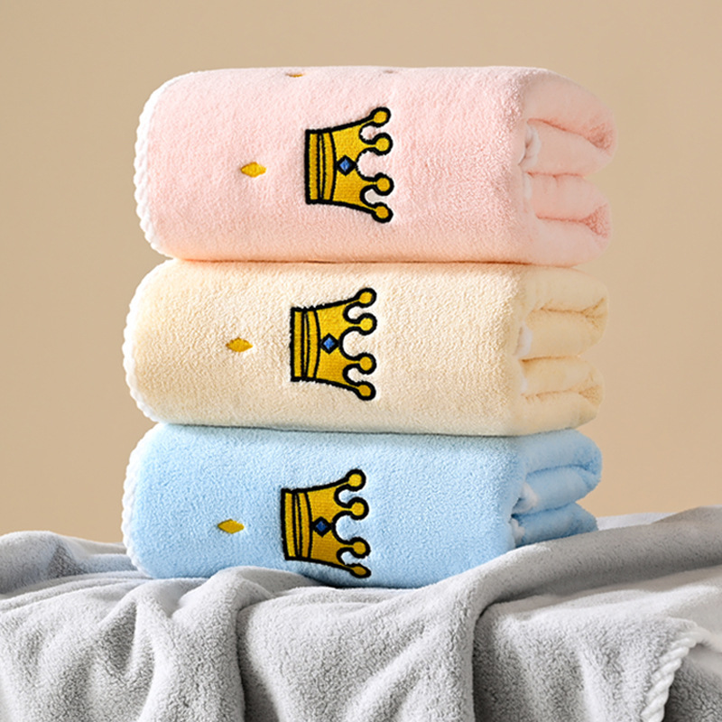 Crown embroidery cute cartoon coral fleece towel bath towel suit bath towel holiday gift towel wholesale