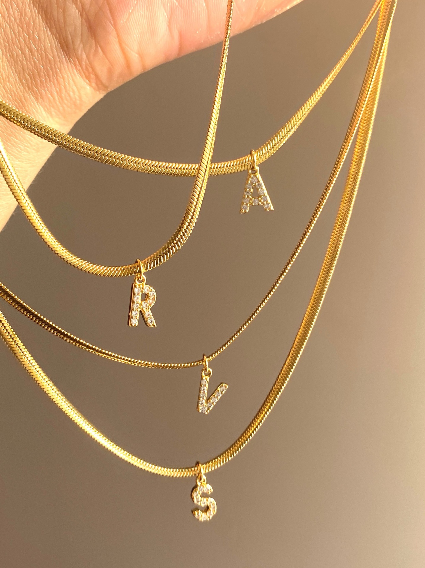 Fashion Letter Titanium Steel Inlay Zircon Pendant Necklace 1 Piece