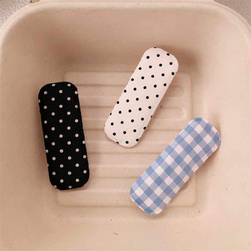 新款格纹布艺波点发夹甜美百搭少女碎发刘海边夹小清新发卡头饰|undefined