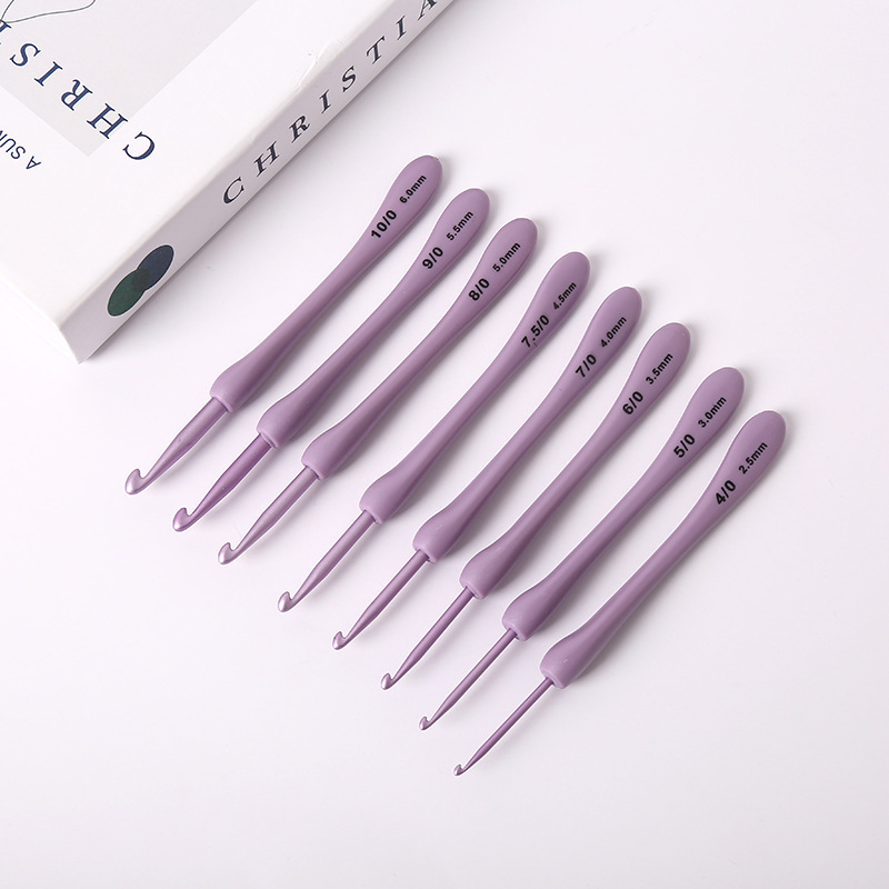 ABS Purple Hook Crochet Tool Full suit Handmade Soft Handle Woven Bag Stainless Steel Crochet Diy