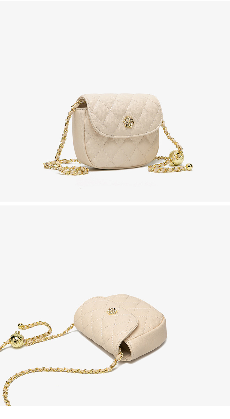 2024 Borsa piccola con catena dorata a forma di pallina dorata alla moda quadrata in tinta unita versatile 2024, design unico, spalla singola_voghion.com