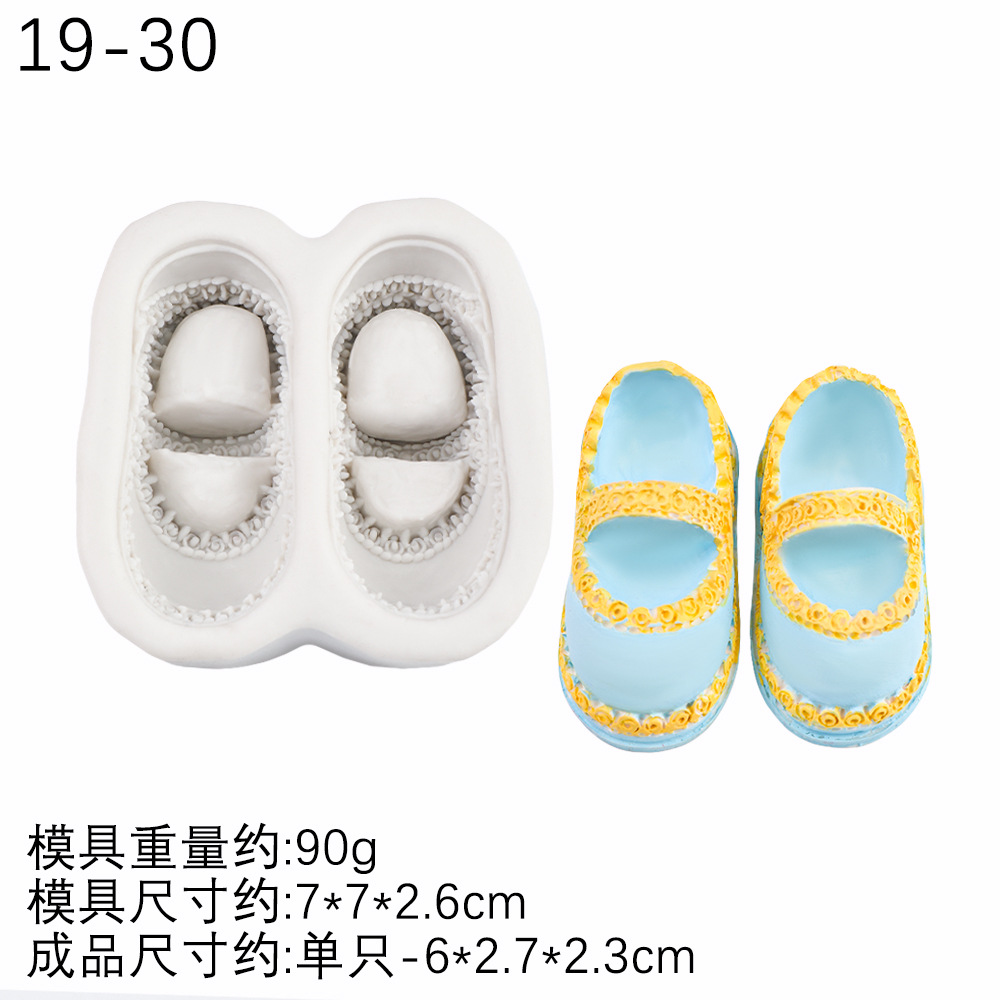 Baby Algodón Zapatos Zapatillas Decoración Molde de silicona Molde de jabón hecho a mano Molde colgante de yeso aromático Molde de chocolate