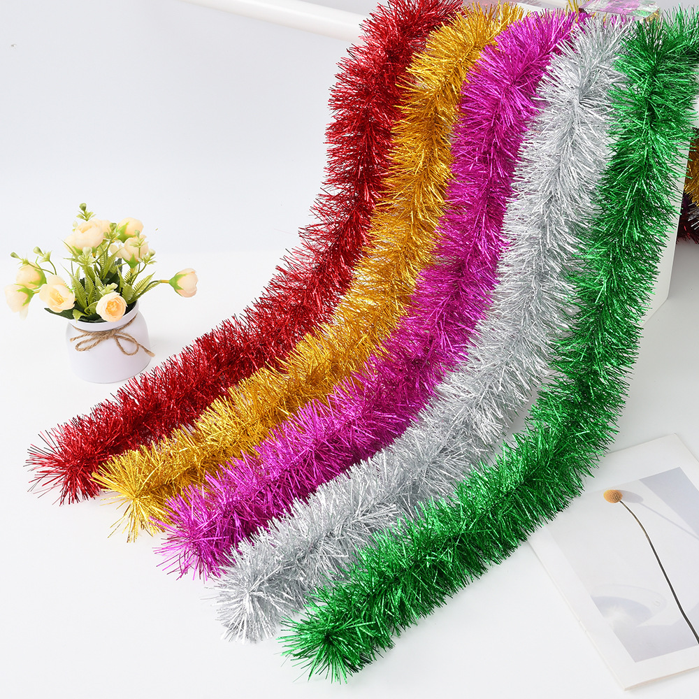 Comercio exterior transfronterizo Venta caliente 2 M rayas de lana esmerilada Navidad fiesta decoración rayas de colores celebración de la boda guirnalda