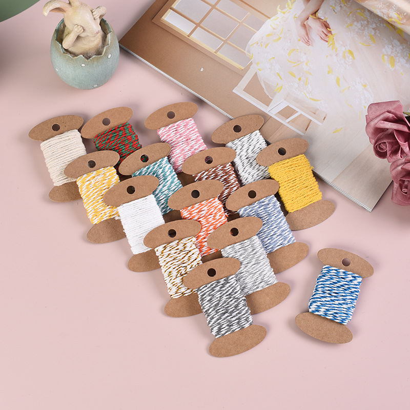 彩色棉线双色棉线 编织DIY双股彩色红色吊牌细棉绳10米