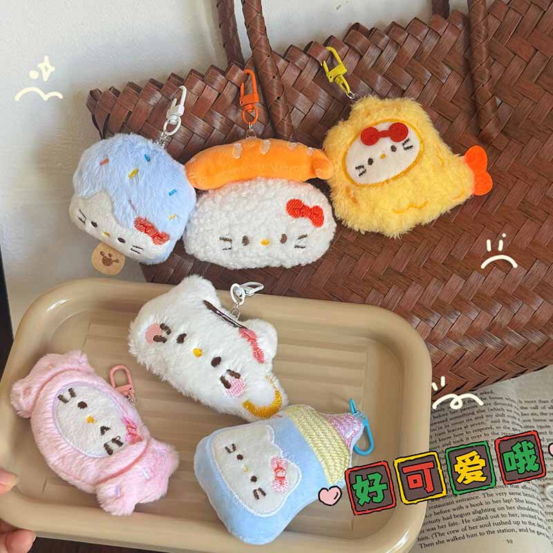 Cartoon Kt Cat Food and Toy Series Plush Pendant Cute Keychain Student Girl Heart Bag Pendant Best Friend Gift
