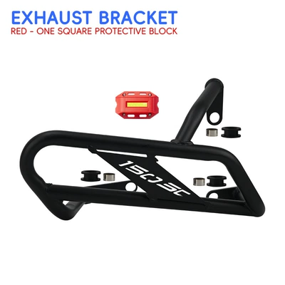 Motorcycle bumper | protection, and modification parts - black-carbon-steel-exhaust-bar-red-protective-block