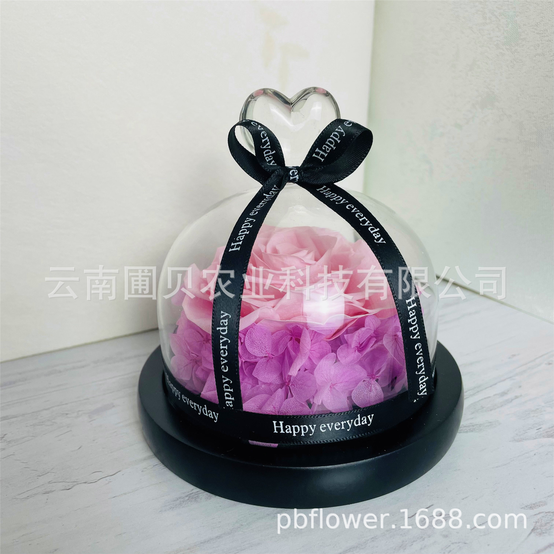Flor melocotón corazón Eternal Rose Navidad Tanabata Día de San Valentín regalo eterna flor cubierta de vidrio en stock al por mayor