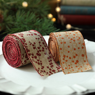 Christmas imitation hemp red fruit ribbon ribbon ribbon bow decoration Christmas decoration packaging gift wholesale