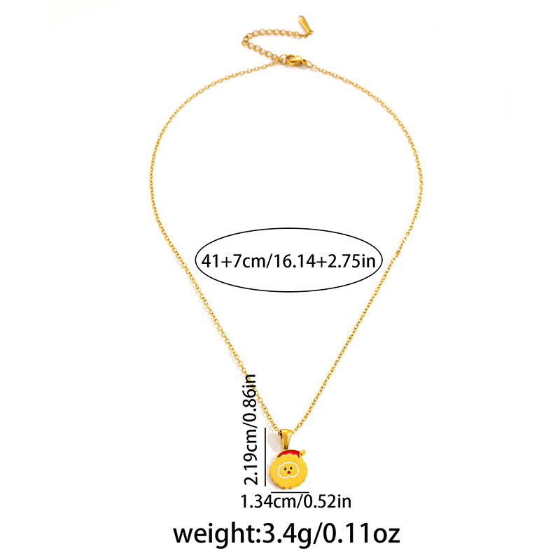 7g Weight 0.03µm Gold Plating Thickness Electroplated Gold Plating Process Golden Plated Plating Material 201 Stainless Steel Pendant Material Pendant Necklace Classification 201 Stainless Steel Chain Material cable chain Chain Type 1 Piece Quantity Holiday, Daily Occasion 201 Stainless Steel Material Santa Claus, Number Pattern Women's Gender Cute Style Plating Craft Fashionable Stainless Steel Christmas Necklace For Women 26 Small Letter Pendants Versatile Minimalist Choker Trendy Accessory 43