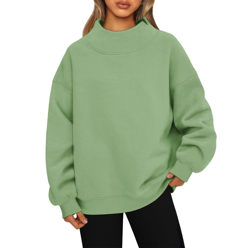 2026 Casual Style Cross-Border E-Commerce Casual Commuting Comfortable Loose Fit Blank Version Regular Style High Collar Round Neck Sweatshirt