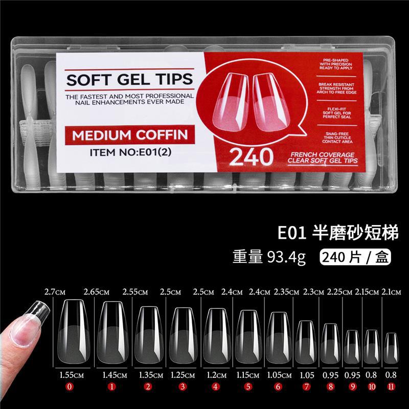 Explosiones transfronterizas de manicuras de manicuras ultrafinas sin marcas de ballet de gotas de agua de manicuras de manicuras de película libre de grabado de manicuras de manicuras 240 piezas