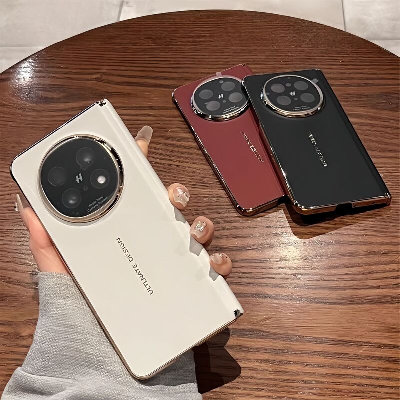 oppofindn5 携帯電話ケースに適した新しい中心軸保護 N5 プレーンレザー電気メッキレンズオールインクルーシブヒンジ落下防止ケース|undefined