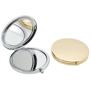 Metal Round Folding Double-Sided Body Mirror DIY Gift Engraving Export Small Mirror Simple Exquisite Makeup Mirror