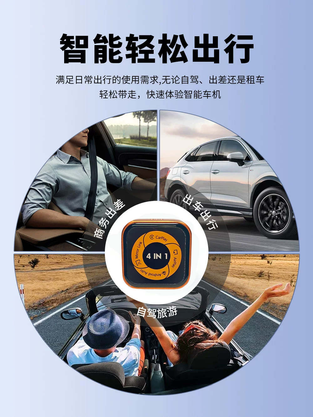 Cross-Border Smart Four-In-One Carplay Box Ios Android Dual-Band Wireless Carplay Box Mirror Screen Projection