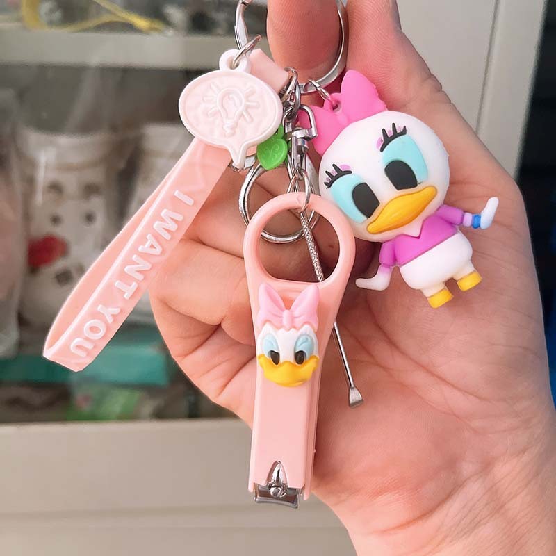 Cartoon Keychain Ear Spoon School Bag Buckle Key Ring Children's Nail Scissors Dinosaur Cute Doll Pendant Small Gift