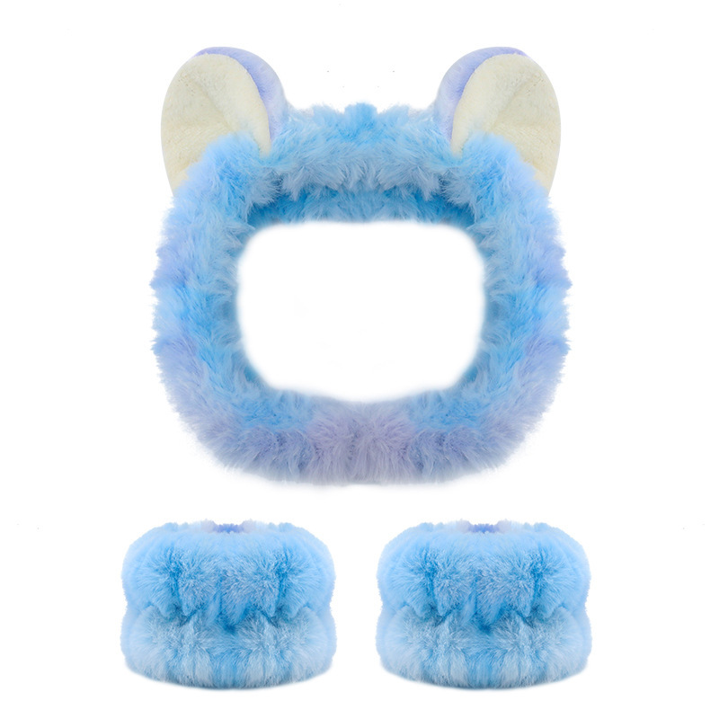 Transfronterizo cara lavado banda para el cabello correa para la muñeca Imitación Piel de conejo color sólido felpa impermeable banda para el cabello Amazon absorbente sudor-limpieza al por mayor