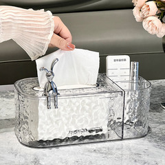 Rabbit Tissue Box, Luxurious Transparent Tissue Box with Creative Water Wave Pattern Storage Box, Living Room Desk Organizing Box, Internet Celebrity Style