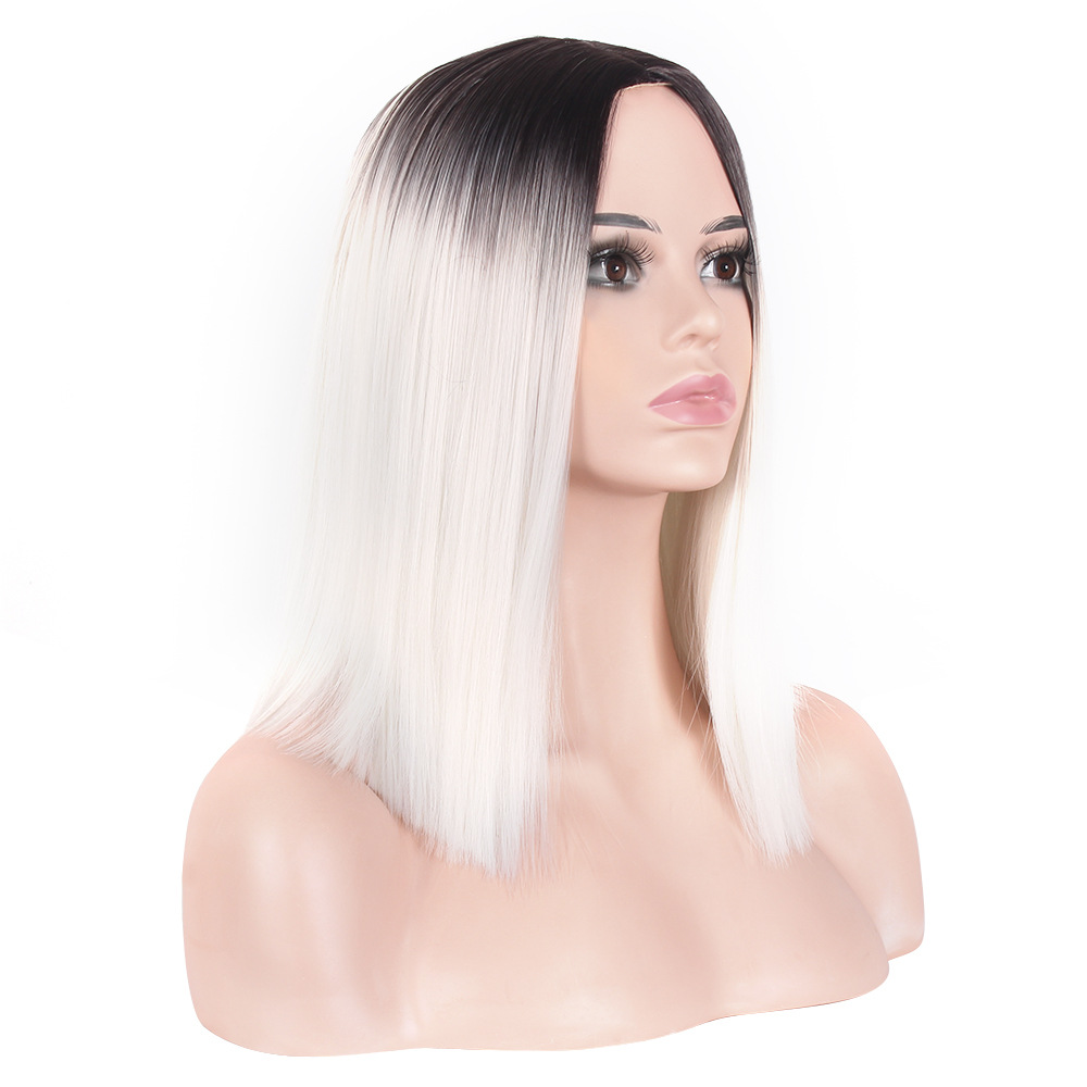 sünteetiline parukas õlgadeni ulatuvad sirged juuksed gradientvärvimine paruka peakomplektides_voghion.com