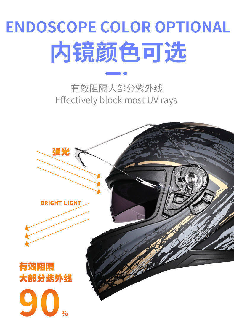New Motorcycle Helmet, Safety Helmet for Men and Women, Bluetooth Full-Face Helmet with Dual Lenses, Motorcycle Racing Helmet, New National Standard 3C Certification
