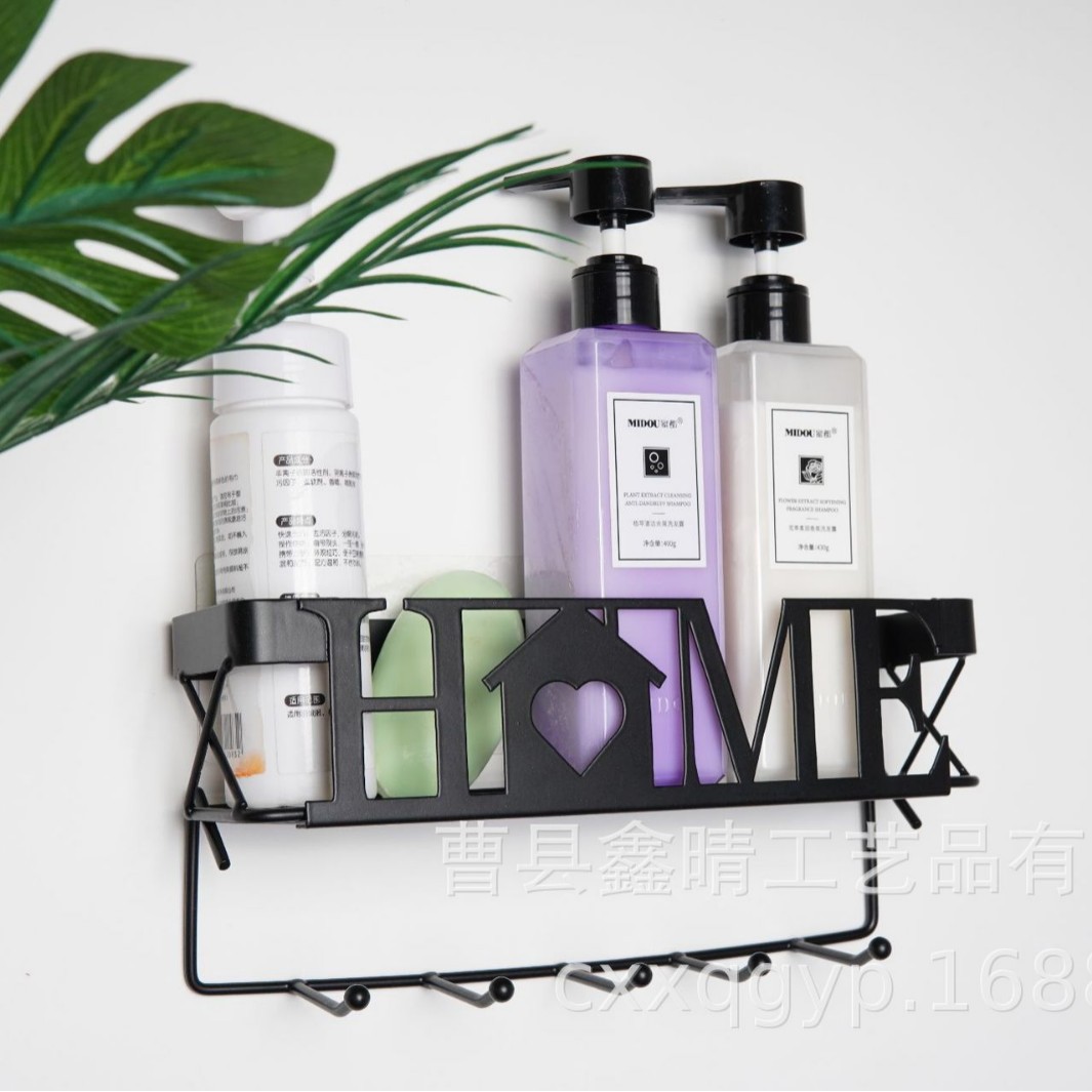 Estante de baño de hierro forjado para el hogar Estante de pared multifuncional de cocina Estante de almacenamiento de pared portátil de baño