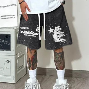 セイントヴィンテージ 正しいバージョン ウォッシュ加工 ダメージショーツ 5分丈パンツ ハイストリート パンクロックパンツ|undefined
