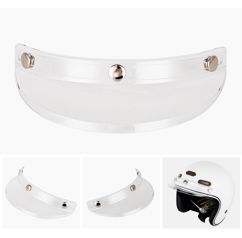 Motorcycle Retro Helmet Brim, Electric Vehicle Three-Button Style Special Helmet Brim, Sunshade and Anti-Sun Protection 3/4 Helmet Brim
