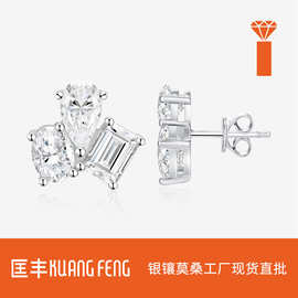 新款时尚高级感小众冷淡风耳饰 潮酷超闪几何轻奢质感个性银耳钉