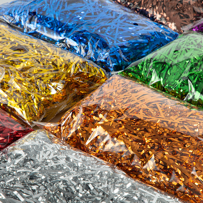 3MM金属亮彩丝100g/包 炫彩拉菲草丝 伴手礼品盒装饰点缀填充物