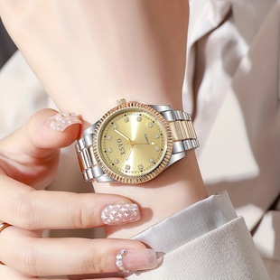 XSVO simple scale gold steel belt, elegant quartz wrist watch, suitable for summer vacation and back-school season, etc.