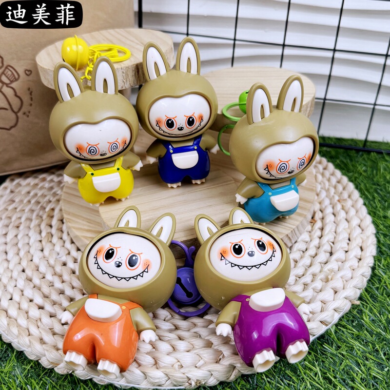 クリエイティブウサギの頭ラブフェイスチェンジ人形キーホルダーかわいい漫画人形おもちゃカップルバッグペンダント人形ギフト|undefined