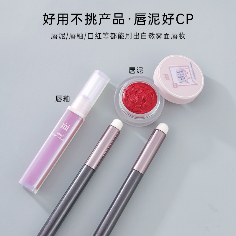 Lipstick Brush Set of 2 Round-Head Lip Brushes for Beginners, Students, Mini Portable Matte Lip Gloss Concealer