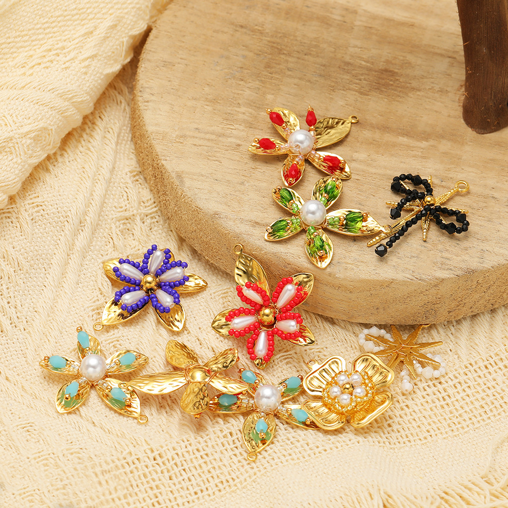 Flower Pattern 3 PCS/Package 304 Stainless Steel Flower Polished Pendant Charms