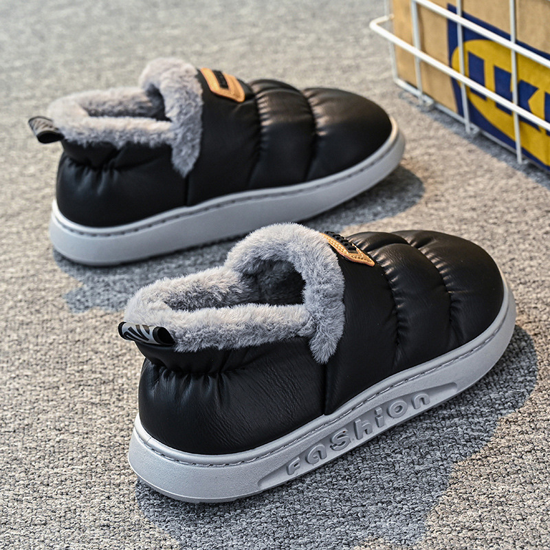 Zapatillas de algodón para hombres de invierno impermeable, antideslizante y terciopelo para hombres calientes, zapatos de algodón con tacones gruesos incluidos en el noreste