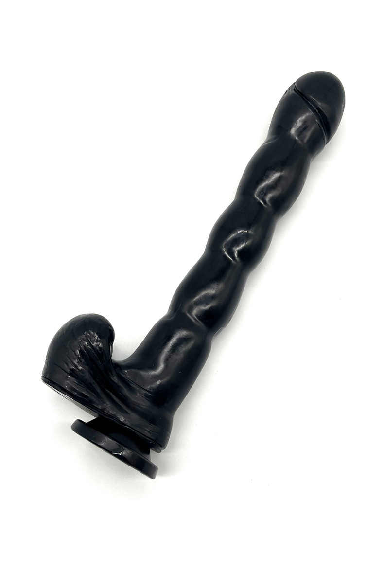 Caterpillar Textured PVC Dildo, Black Realistic Masturbation Stick for Adults — detail image 7