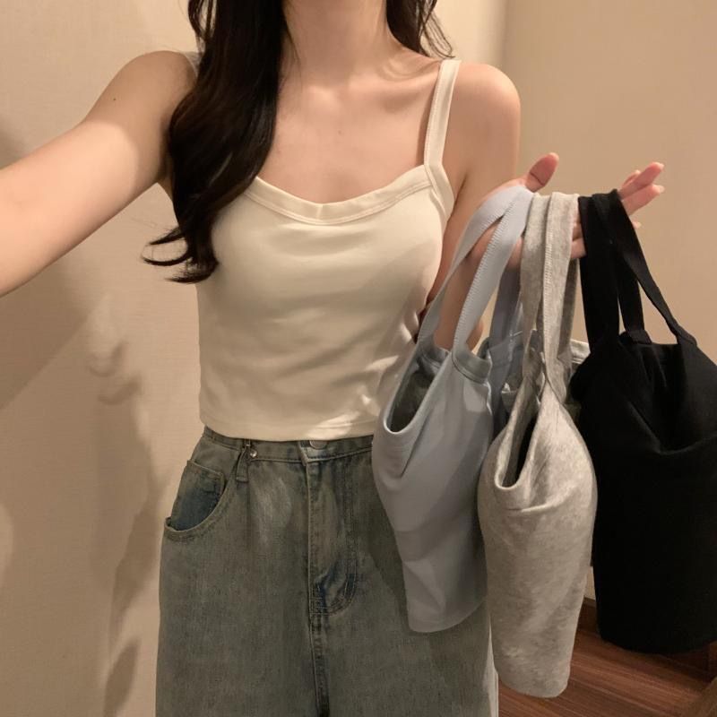 简约运动美背吊带背心女打底抹胸女学生韩版内外穿百搭内衣带胸垫