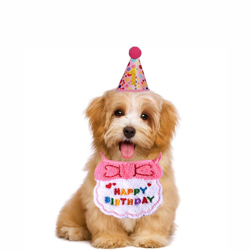 越境セットペット帽子誕生日帽子誕生日デジタル新型猫飾りよだれかけ|undefined