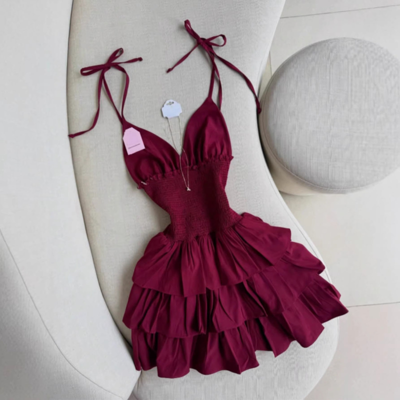 New Spring/Summer Women's Party Evening Dress with Straps and Multi-Layered Skirt for Cross-Border Foreign Trade