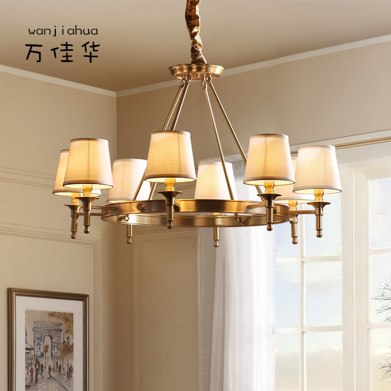 美式吊灯全铜客厅简约欧式现代卧室创意个性灯饰乡村复古餐厅灯具