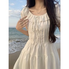 一颗甜桃《少女与海》白色短裙 学院小清新少女连衣裙夏季