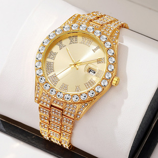 2025 Foreign Trade Explosions Watch European and American Men's Personality Hip Hop Feng Shui Ghost Rome Diamond Quartz Watch Men