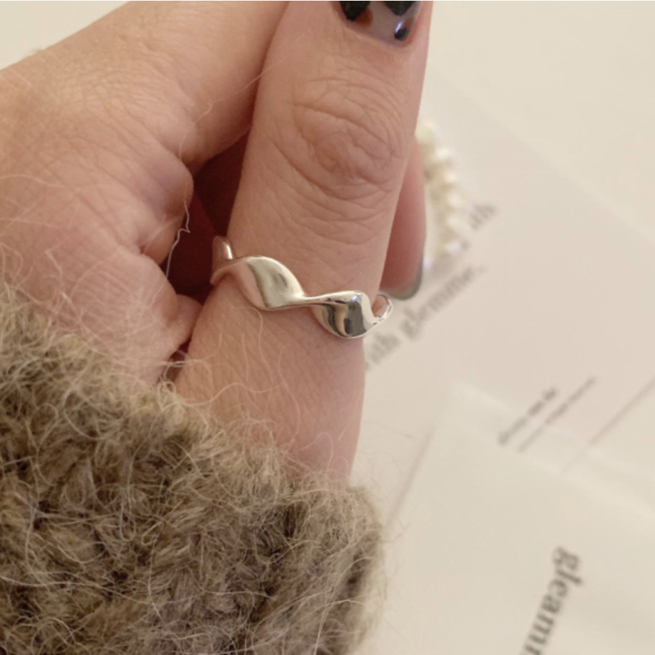 1 Piece Quantity Street Occasion 925 Sterling Silver Waves Open Rings