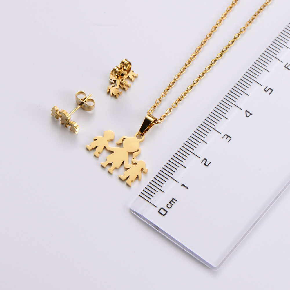 AML [Distribution New Products] Titanium Steel 316L Ornament Cartoon Simple Pendant Set Earrings Chi