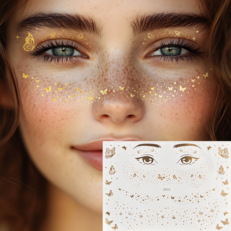 European and American mixed freckles face stickers makeup-free gilding silver stickers freckles stickers waterproof lasting party makeup wholesale