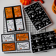 4枚価格の新型ハロウィーン長方形diy焙煎包装装飾シールはシンプルな横縦版粘着紙を貼る
