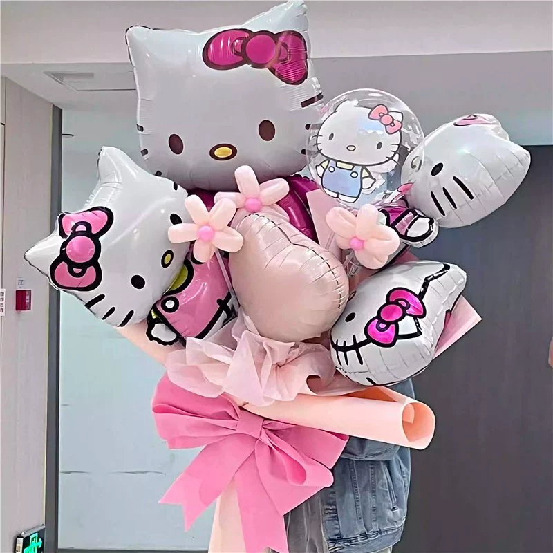 Hello Kitty, баллон для подруги на День Святого Валентина, букет, handmade DIY