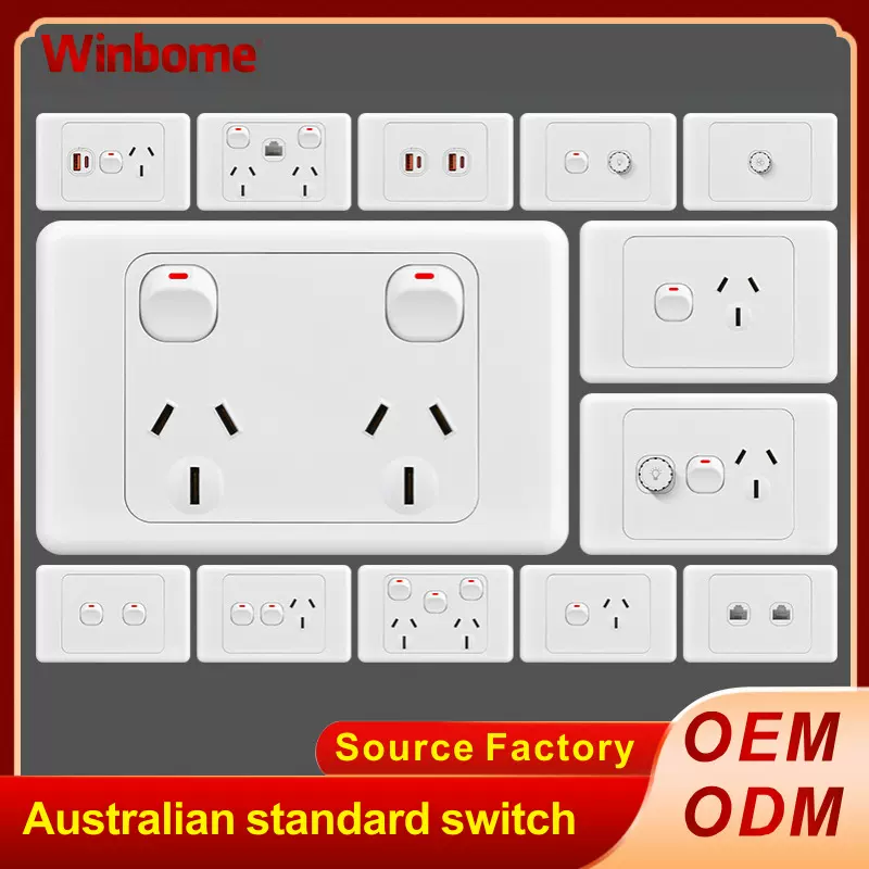 澳标开关插座面板SAA澳大利亚新西兰跨境货源墙壁开关插座澳规